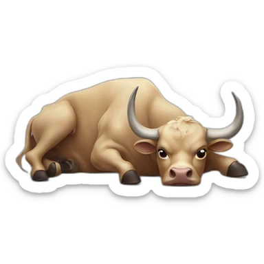 bull suffering, lying down, sad sticker