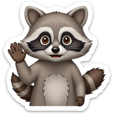 raccoon waving enthusiastically sticker