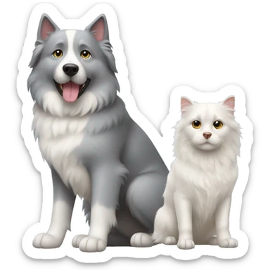 Grey cat and Pyrenees dog sticker