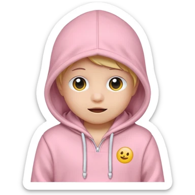 baby pink colour hoodie( only hoodie packshot) with hood emoji  sticker