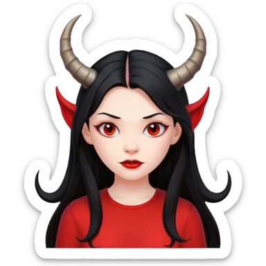 long hair devil girl with shirt sticker