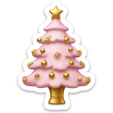 A light pink chrismas tree with gold ornaments  sticker