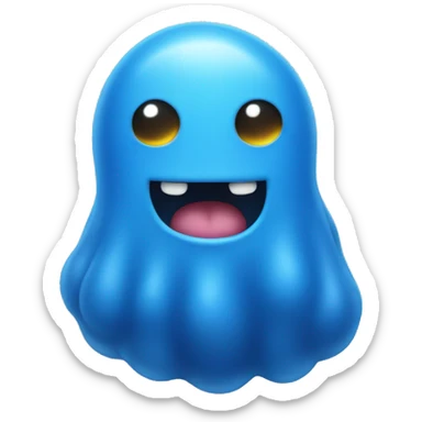 Blue blob with a cute face sticker