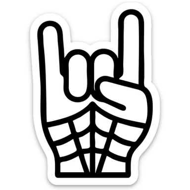 Spider-Man's hand making the rock symbol, outlined icon sticker