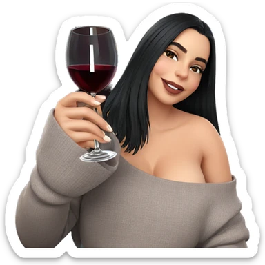 cozy girl with wine glass sticker