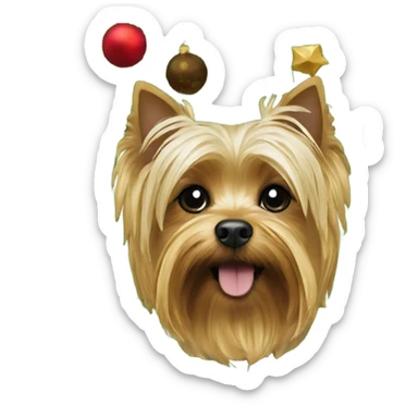 Yorkshire terrier and Christmas tree sticker
