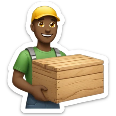  A person holding a box of wood with a beautiful smile will make any wooden product you want sticker