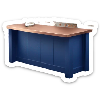 Realistic front facing cobalt and rose gold kitchen counter island bar. sticker