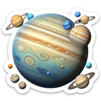 solar system with realistic planet colors and details sticker