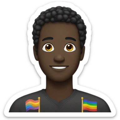 Black man with yamaka and pride flag sticker