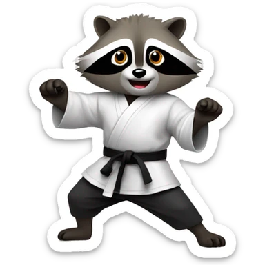 Raccoon doing karate black belt sticker