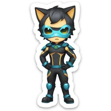 Catboy-Chibi-Sona-Shiny-Fakémon with a mask full body sticker