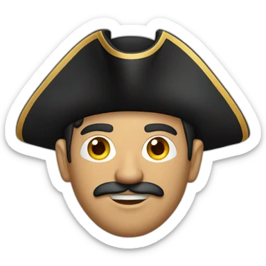 Hispanic pirate man with one eye patch with short stubble and mustache sticker