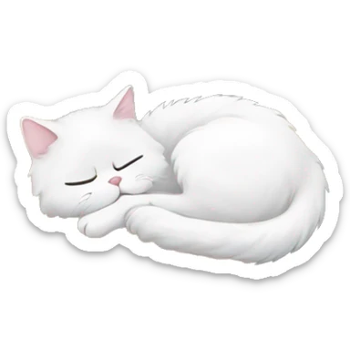 White Persian cat sleeping on crescent moon  sticker