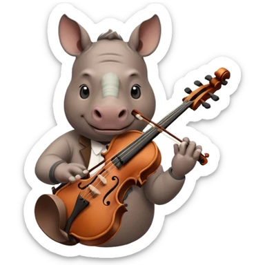 Rhino playing playing violin sticker