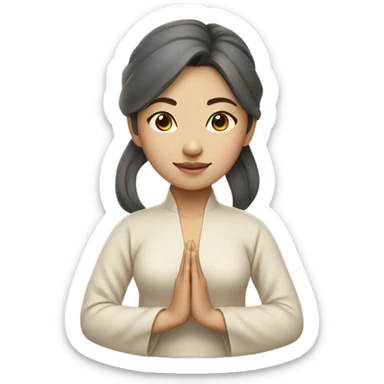 asian yoga girl light beige clothes  sticker