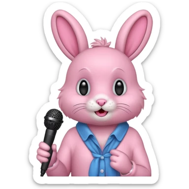 pink bunnie singing , holding mic sticker