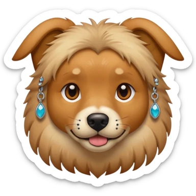 the face of a hip dog with piercings sticker