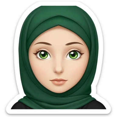 Muslim black hijab, white girl, green eyes sticker