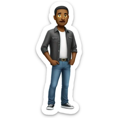 man showing empty pockets photorealistic serious sticker