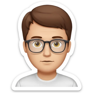 a young dad with brown hair, longer face, light yellow skin color, small eyes with rectangular glasses, without beard sticker