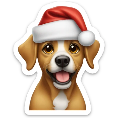 Dog wearing a Santa hat sticker