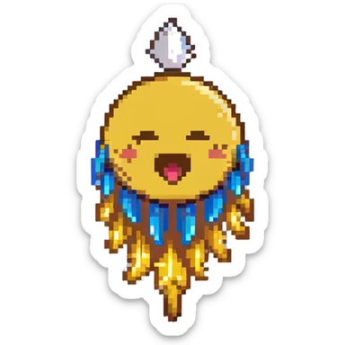 classic yellow round face emoji spitting feathers sticker
