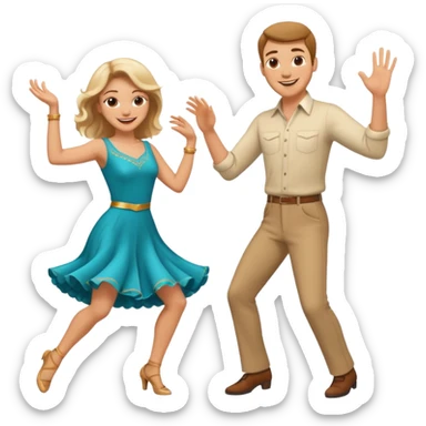White Man and white woman dancing white sticker