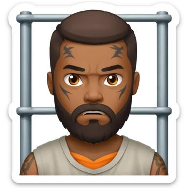 angry tattooed bearded boy male prisoner with prison cell bg sticker