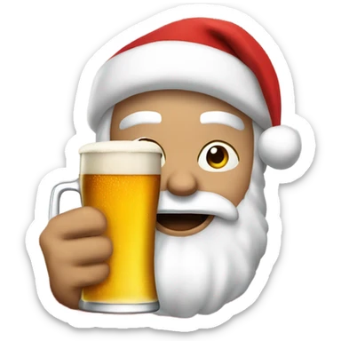 santa with beer sticker