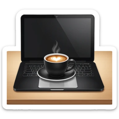 laptop and coffee on the table sticker