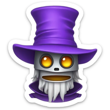 robot with purple wizard hat sticker
