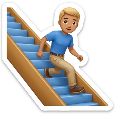 apple style emoji of a man climbing stairs sticker