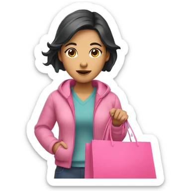 Asian woman holding pink bags sticker