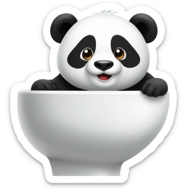 Un Panda assis sur des WC sourit, heureux  sticker