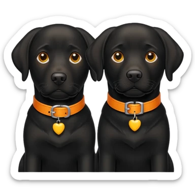 2 black labradors yellow and orange collar sticker