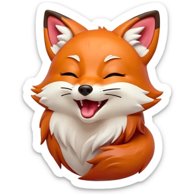 Cinematic Cute Yawning Fox Portrait Emoji, Head tilted slightly with a dramatic, wide-open yawn, showcasing a soft, velvety red Fur with subtle white accents, floppy ears slightly drooping, round amber eyes barely open in drowsy contentment, Simplified yet irresistibly adorable features, highly detailed, glowing with a soft, cozy glow, high shine, relaxed yet expressive, stylized with a touch of natural whimsy, bright and endearing, soft glowing outline, capturing the essence of a sleepy yet affectionate fox, so drowsy it feels like it could stretch right out of the screen and curl up for a nap! sticker