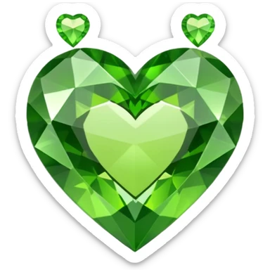 green heart made o gemstone with sharp outlines and shiny the color is more like lime sticker