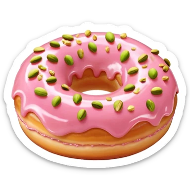 Light pink strawberry donut with pistachio crumbs on top sticker