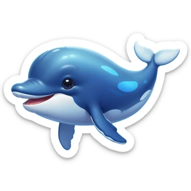 Cinematic Cute Humpback Whale Portrait Emoji, Head tilted playfully and inquisitively, featuring a softly rounded body with bright, sparkling eyes and an adorably expressive mouth, Simplified yet irresistibly adorable features, highly detailed, glowing with a warm, ocean-blue glow, high shine, affectionate and gentle, stylized with a touch of whimsical aquatic charm, soft glowing outline, capturing the essence of a friendly and endearing whale that seems as if it could sing its way into your heart! sticker