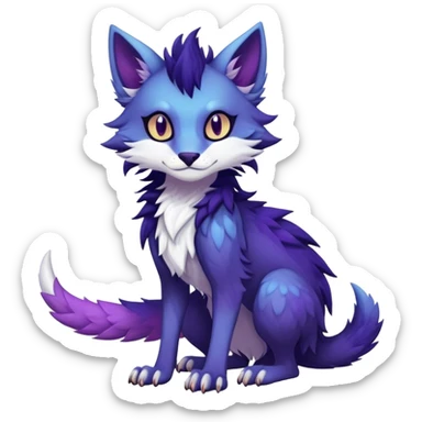 Kawaii dark colorful edgy fantasy ethereal feline-vernid-sergal-fursona animal creature with a tufted tail full body sticker
