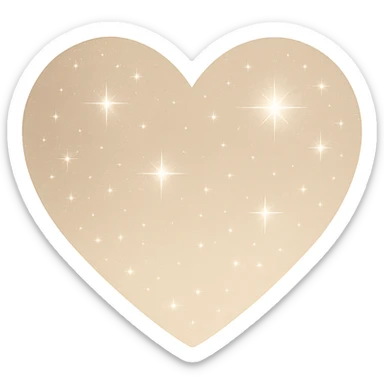 Modify the heart with a night sky gradient to beige night theme with a beige gradient, more stars, and a soft glow. Remove the background entirely  sticker