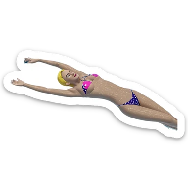 girl in bikini swimming afloat sticker