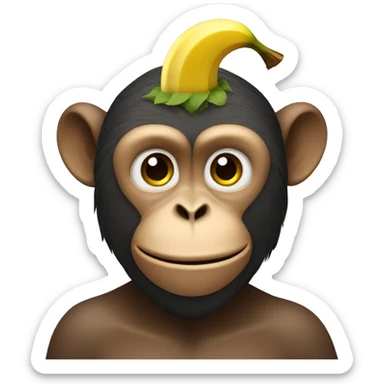 A monkey with a banana hat sticker
