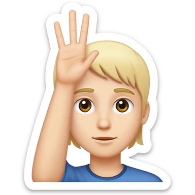 face with a raised hand signaling 'no permission' sticker