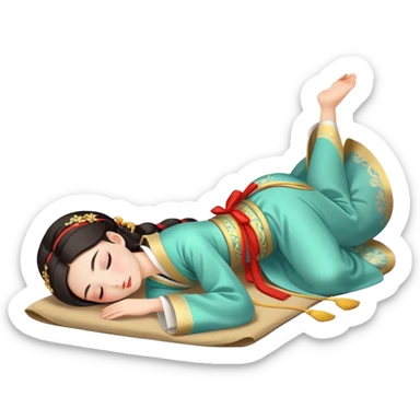 Beautiful girl in Hanfu lying on the ground sleeping sticker