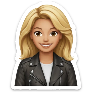 beyonce blonde hair jane wear leather jacket, smile happy sticker
