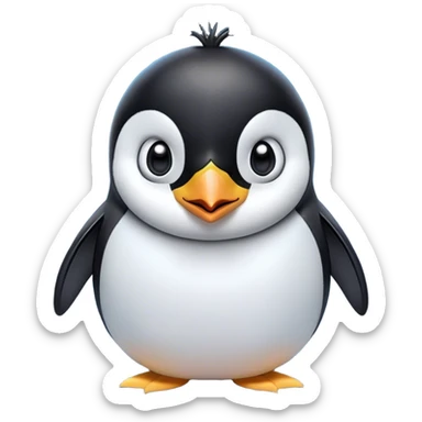 Cinematic Comical Emperor Penguin Portrait Emoji, Head tilted dramatically with an exaggeratedly shocked expression, featuring sleek, polished plumage with wide, comically expressive eyes filled with exaggerated disbelief, Simplified yet hilariously expressive features, highly detailed, glowing with a slightly sassy polar glow, high shine, dramatic yet playful, stylized with an air of cheeky arctic attitude, soft glowing outline, capturing the essence of a meme-worthy penguin that appears ready to side-eye its way into viral internet fame instantly! sticker