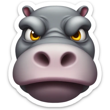 Moodeng hippo angry mood sticker