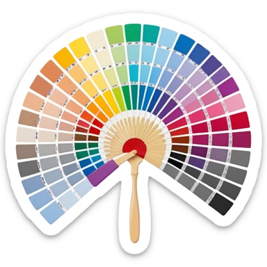 Pantone color swatch fan. The swatches should be fanned out, each with a different color. sticker